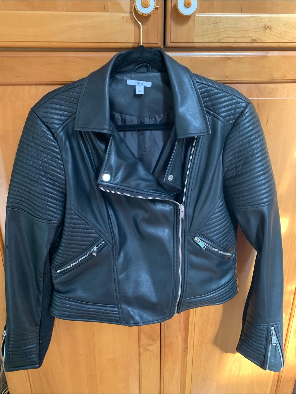 Bar III  Quilted Faux Leather Bomber Jacket